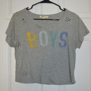 Grey "Boys" Crop Top T-shirt